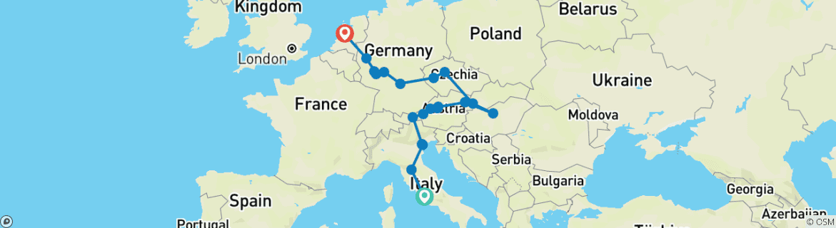 Image d'une carte montrant l'itinéraire du circuit