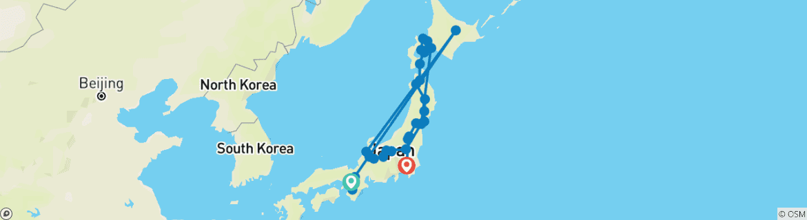 Image d'une carte montrant l'itinéraire du circuit