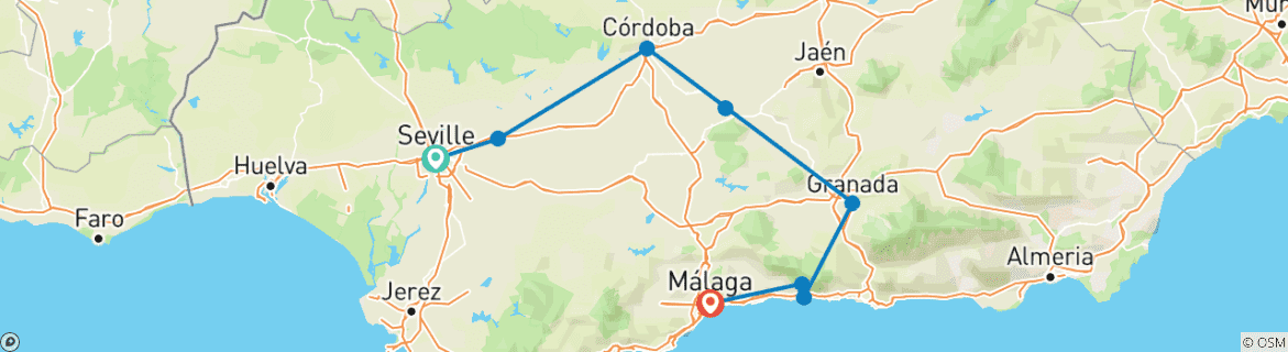 Image d'une carte montrant l'itinéraire du circuit