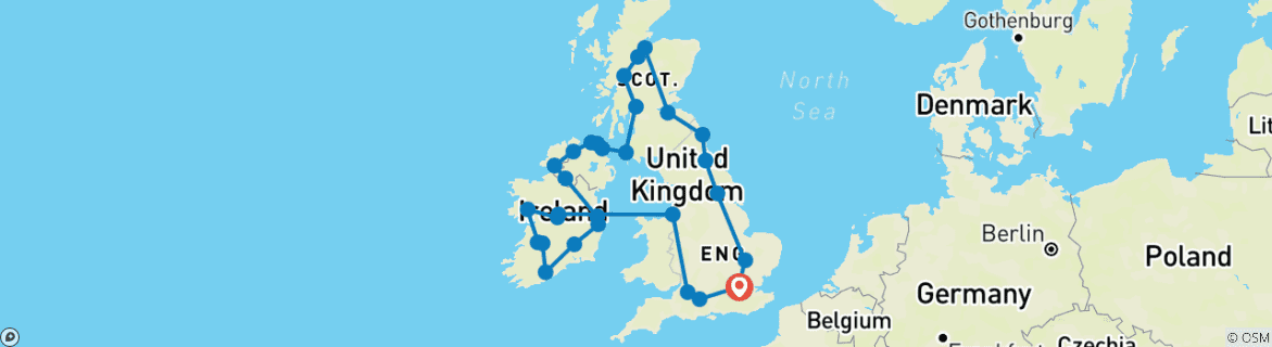 Image d'une carte montrant l'itinéraire du circuit