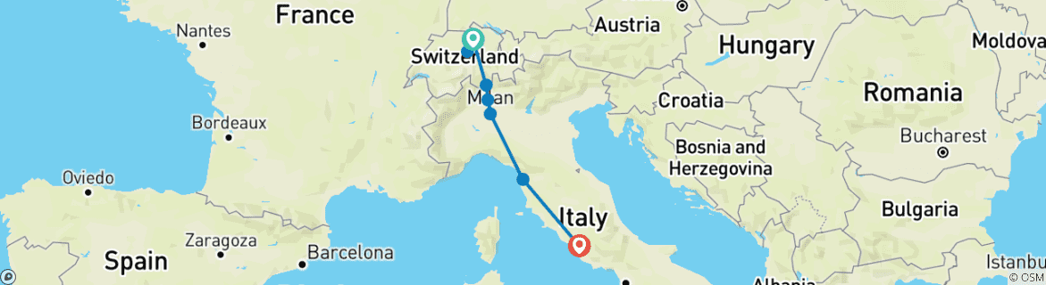 Image d'une carte montrant l'itinéraire du circuit