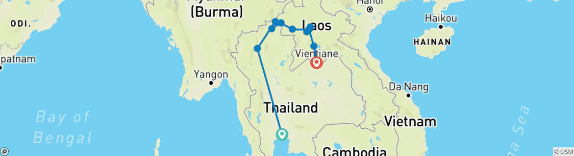Image d'une carte montrant l'itinéraire du circuit
