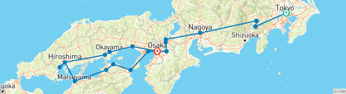 Image d'une carte montrant l'itinéraire du circuit