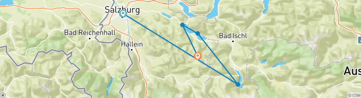 Image d'une carte montrant l'itinéraire du circuit