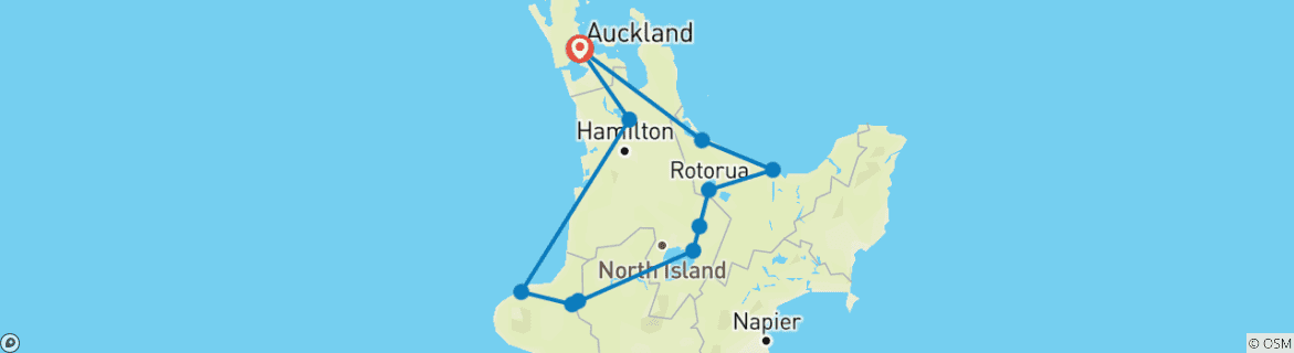 Image d'une carte montrant l'itinéraire du circuit