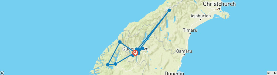 Image d'une carte montrant l'itinéraire du circuit