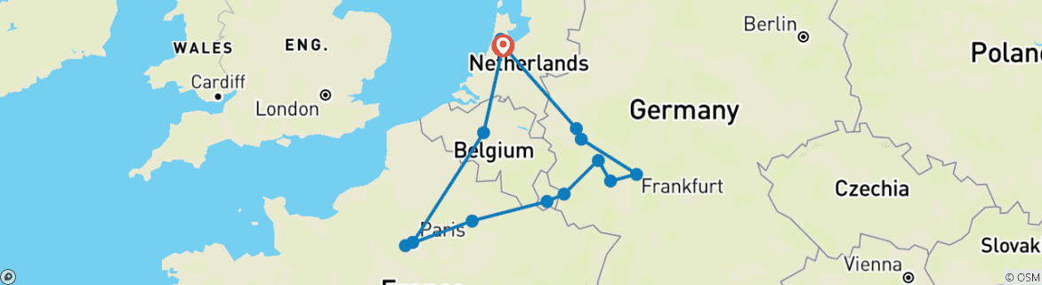 Karte mit der Reiseroute