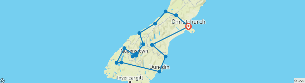 Image d'une carte montrant l'itinéraire du circuit