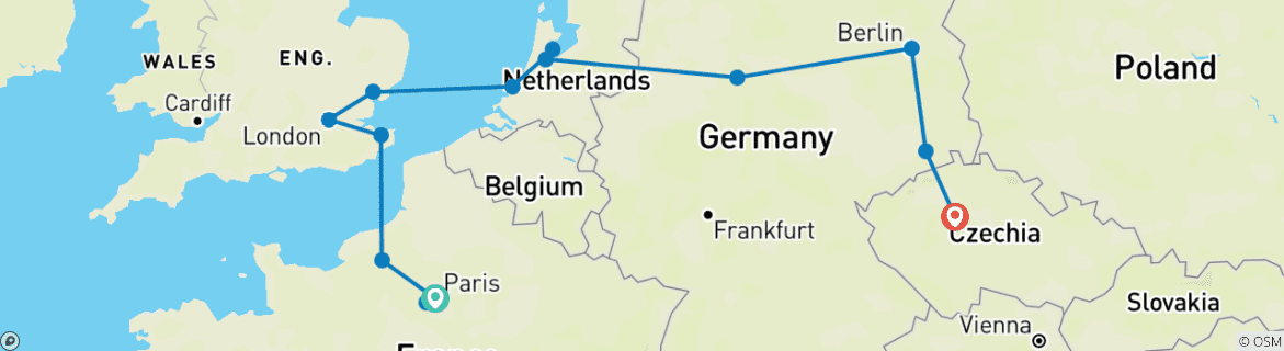 Image d'une carte montrant l'itinéraire du circuit