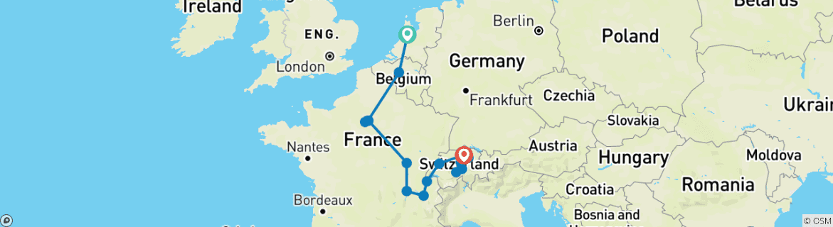 Kaart van Charmante steden (21 bestemmingen)