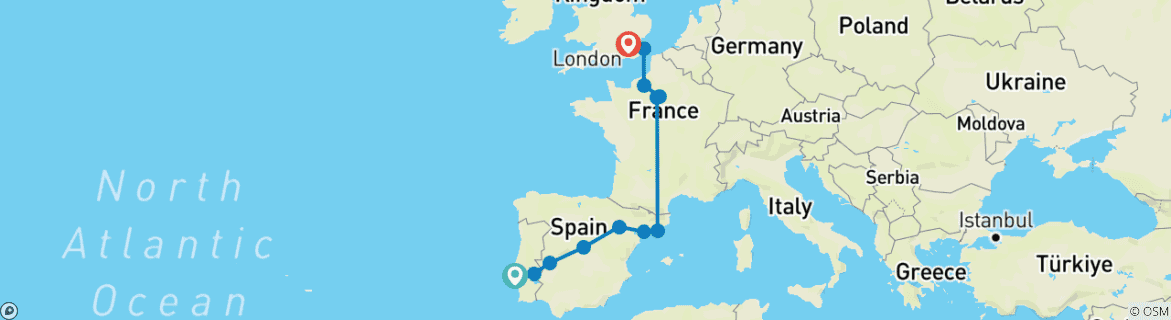 Image d'une carte montrant l'itinéraire du circuit