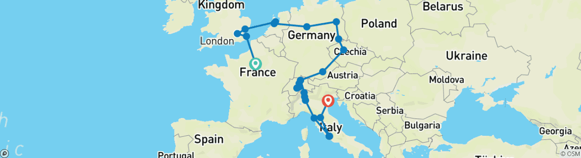 Image d'une carte montrant l'itinéraire du circuit
