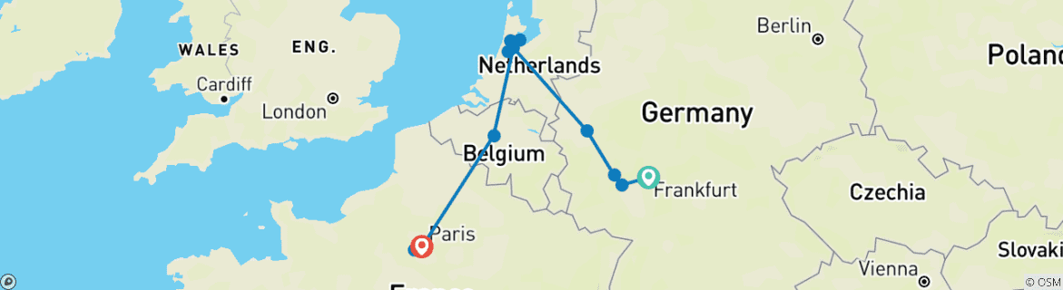 Image d'une carte montrant l'itinéraire du circuit