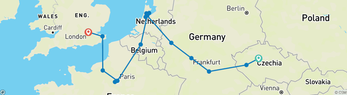 Image d'une carte montrant l'itinéraire du circuit