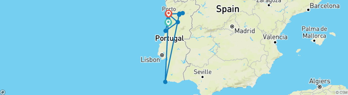 Image d'une carte montrant l'itinéraire du circuit