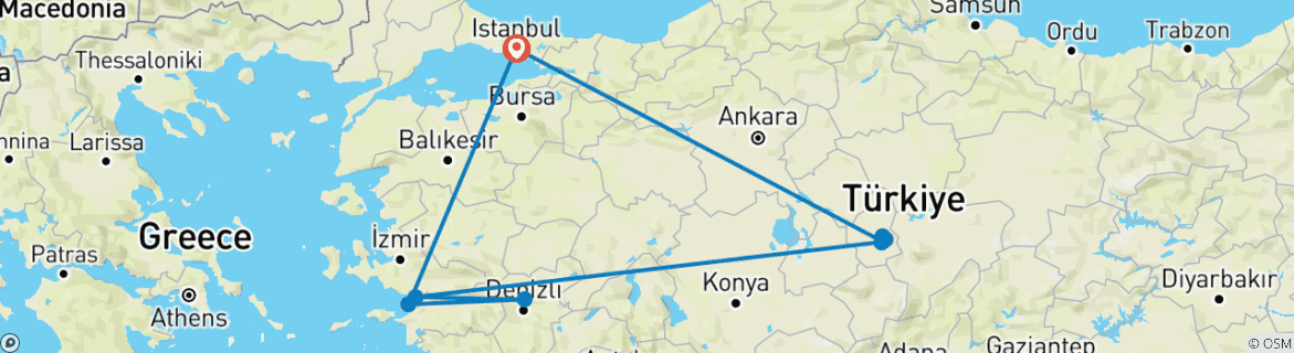Image d'une carte montrant l'itinéraire du circuit