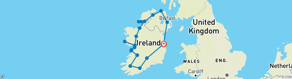 Image d'une carte montrant l'itinéraire du circuit