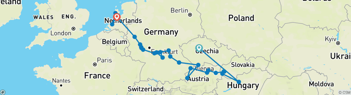 Image d'une carte montrant l'itinéraire du circuit
