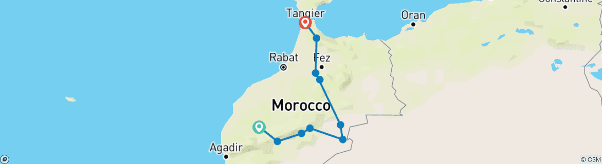 Image d'une carte montrant l'itinéraire du circuit