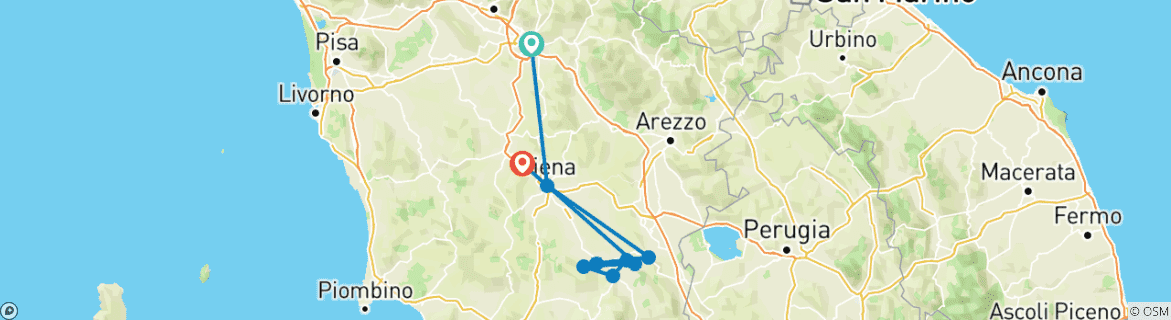 Image d'une carte montrant l'itinéraire du circuit