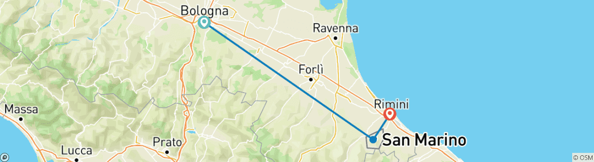 Image d'une carte montrant l'itinéraire du circuit
