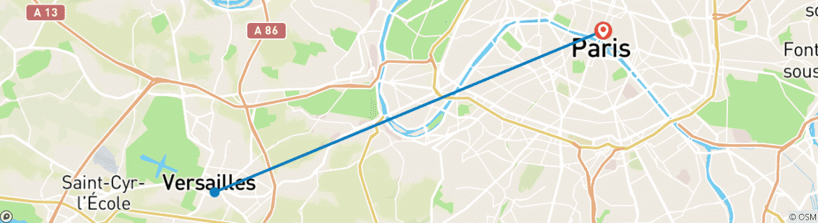 Image d'une carte montrant l'itinéraire du circuit
