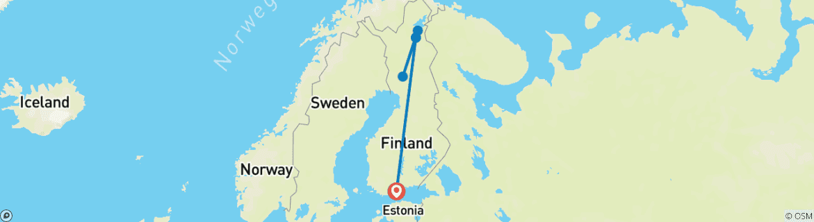 Carte du circuit La Finlande sous les aurores boréales