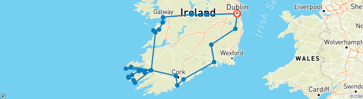 Image d'une carte montrant l'itinéraire du circuit