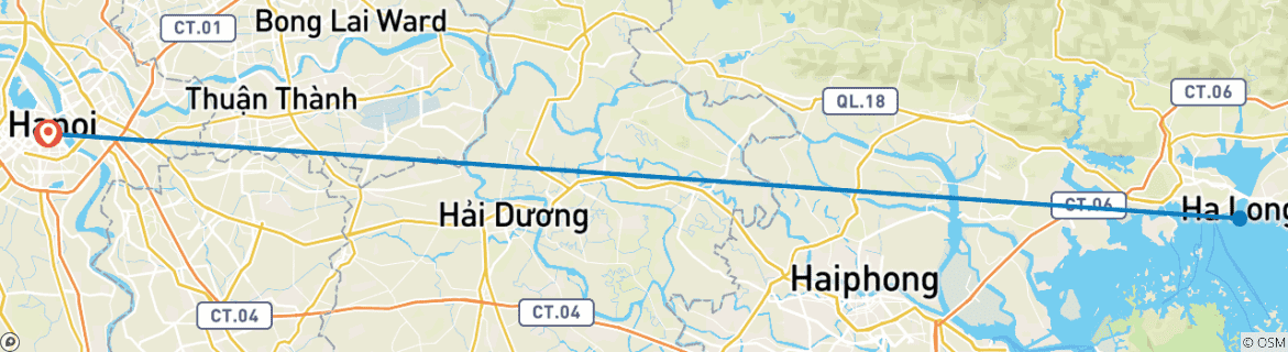 Carte du circuit Merveilles terrestres et maritimes : circuit de 3 jours à la découverte du patrimoine de Ninh Binh et croisière de luxe dans la baie