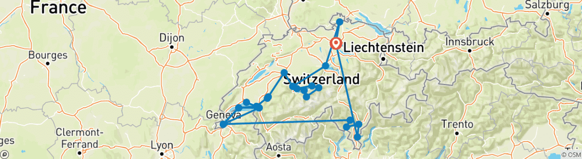 Image d'une carte montrant l'itinéraire du circuit