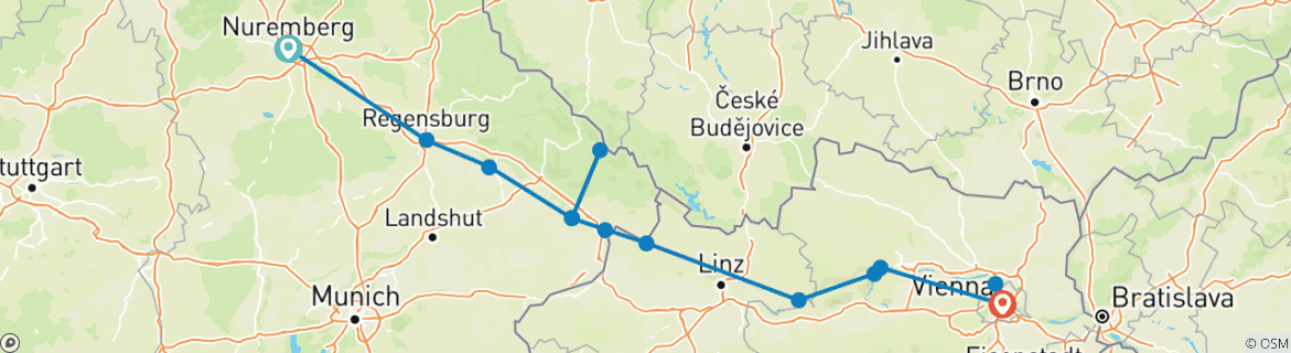 Karte mit der Reiseroute