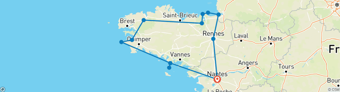 Carte du circuit Le meilleur de la Bretagne française