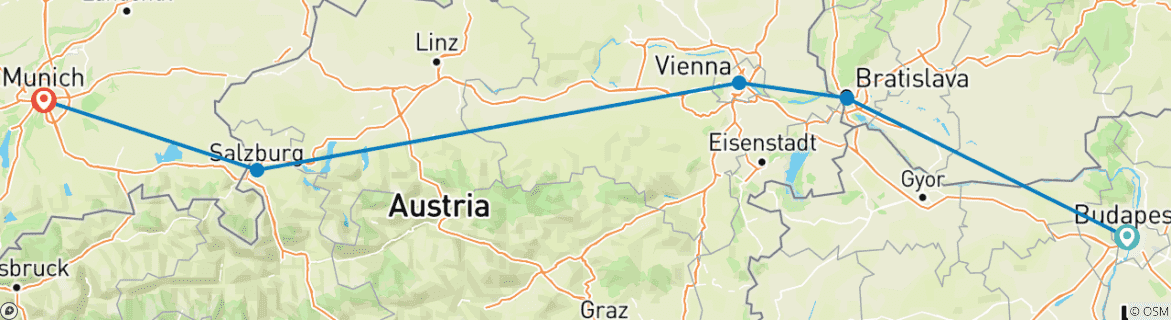 Image d'une carte montrant l'itinéraire du circuit