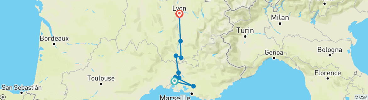 Image d'une carte montrant l'itinéraire du circuit
