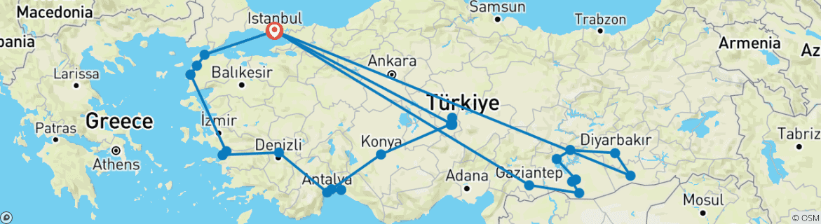Kaart van Wonderen van Turkije