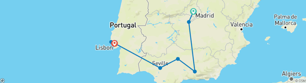 Image d'une carte montrant l'itinéraire du circuit