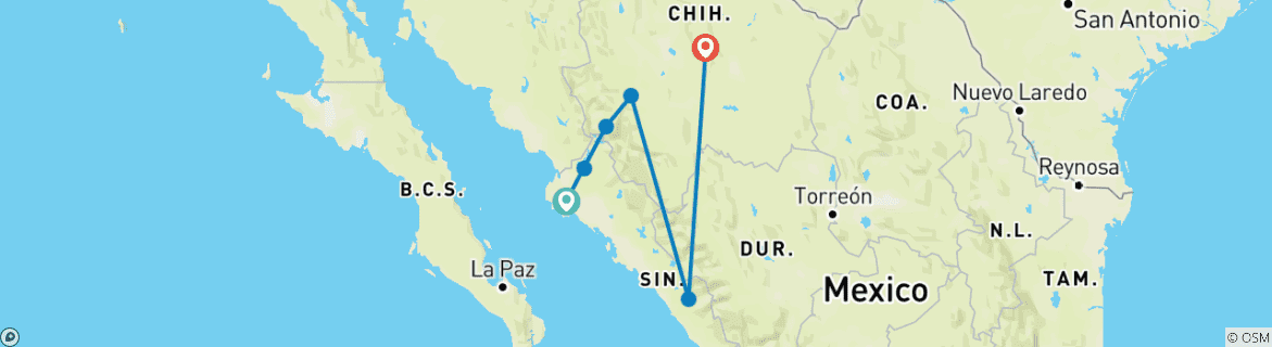 Image d'une carte montrant l'itinéraire du circuit