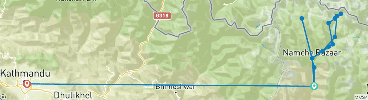 Image d'une carte montrant l'itinéraire du circuit