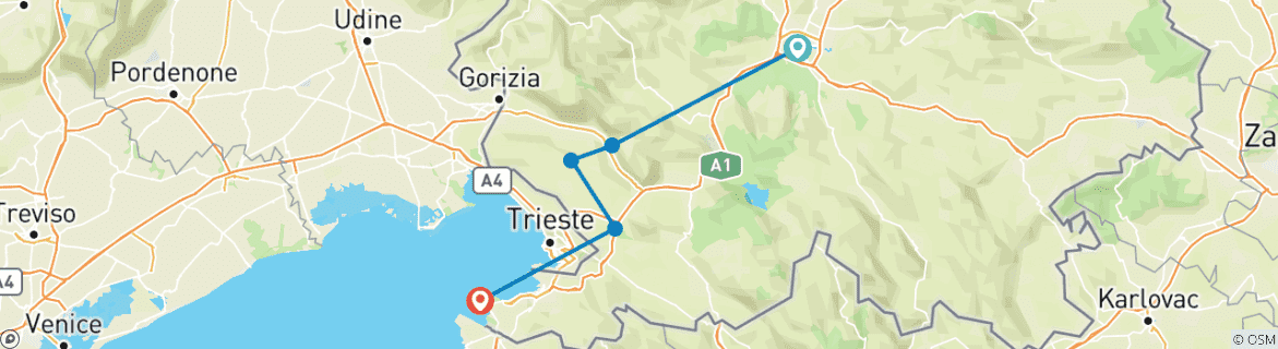 Image d'une carte montrant l'itinéraire du circuit