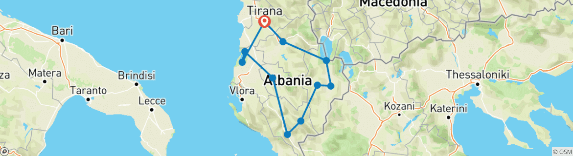 Image d'une carte montrant l'itinéraire du circuit