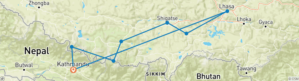 Karte mit der Reiseroute