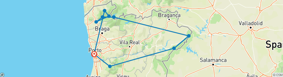 Image d'une carte montrant l'itinéraire du circuit