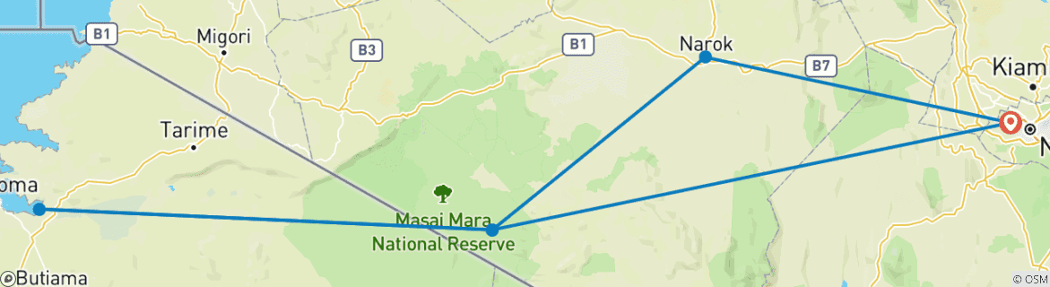 Image d'une carte montrant l'itinéraire du circuit