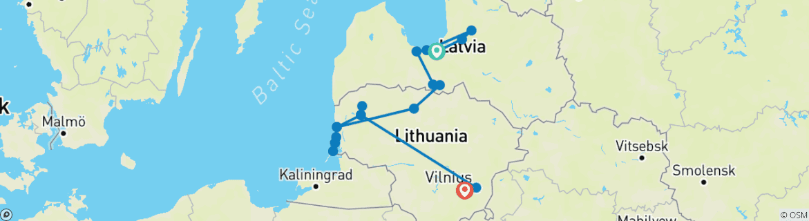 Foto van een kaart met de route van de rondreis