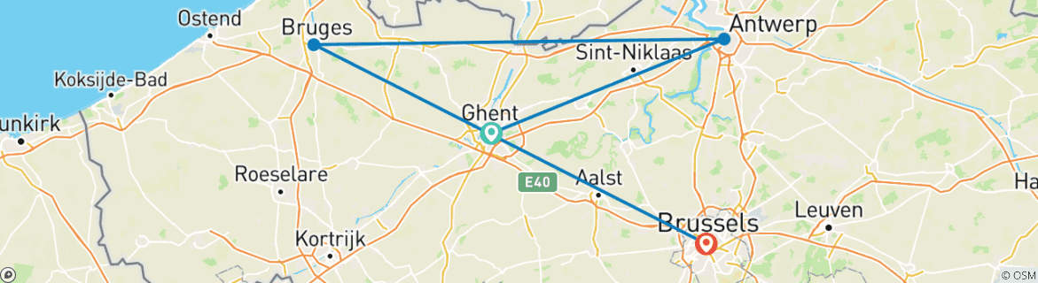Image d'une carte montrant l'itinéraire du circuit