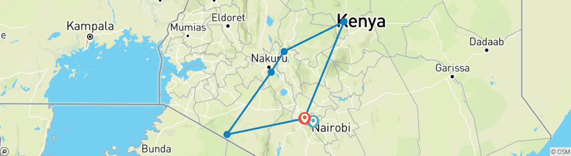 Image d'une carte montrant l'itinéraire du circuit