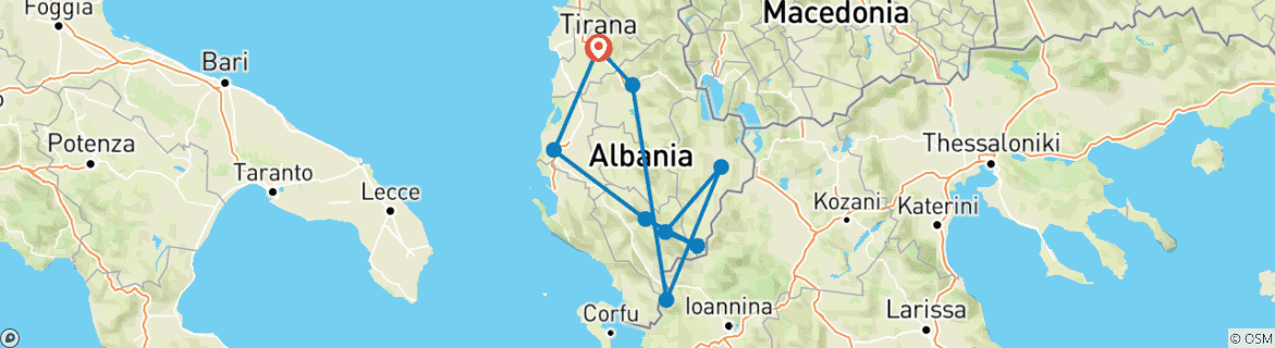 Image d'une carte montrant l'itinéraire du circuit