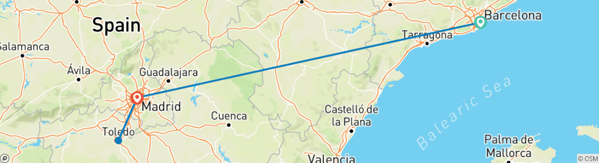 Image d'une carte montrant l'itinéraire du circuit