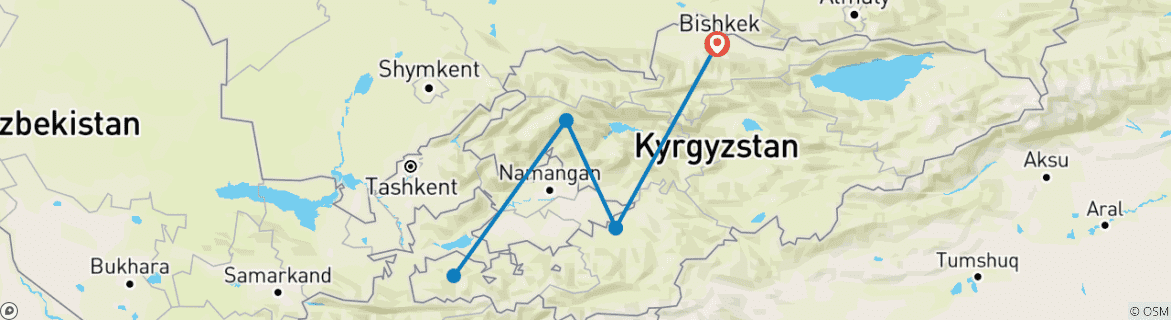 Karte mit der Reiseroute