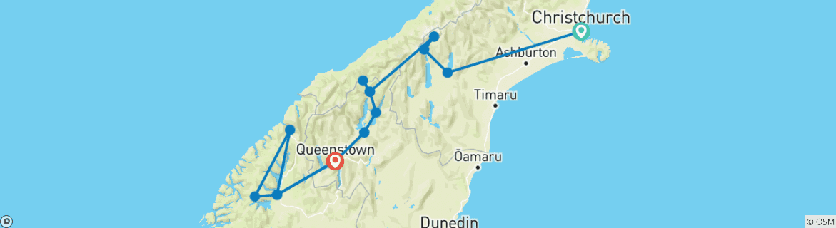 Image d'une carte montrant l'itinéraire du circuit